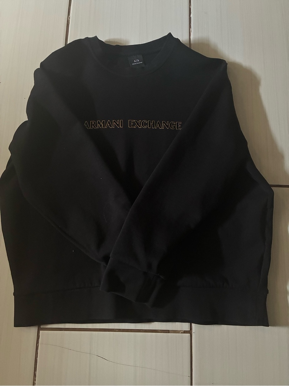 A/X Armani Exchange Black Crewneck Sweatshirt with Gold Logo